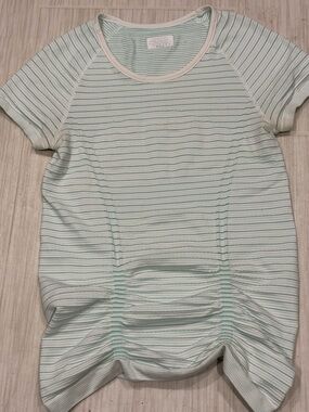 Athleta Mint and White Striped Tee